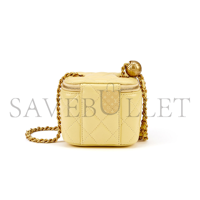CHANEL MINI PEARL CRUSH VANITY CASE WITH CHAIN YELLOW 110267 (11*8.5*7cm)